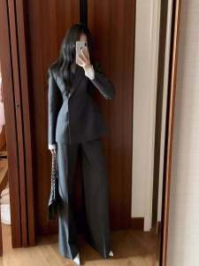 เรียบหรู ปรับแต่ง ชุดสูท เสื้อแจ็คเก็ต พรางหุ่น เอว ดีไซน์ ชุดสองชิ้นพร้อมการเดินทาง ทันสมัย ลุคอย่างมืออาชีพสําหรับ ฤดูใบไม้ผลิ ฤดูใบไม้ร่วง