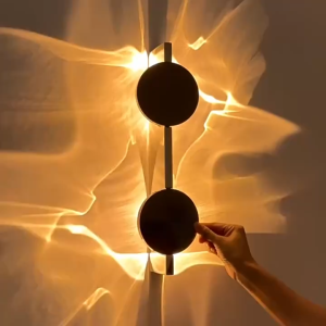Corrugated Stainless Steel Rotating Living Room Wall Lamp Resin Lampshade Suitable For Bedroom Dining Room Sconce