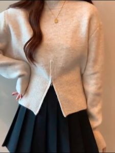 🔥Fran🔥 blouses women new style 2025 Zipper Long Sleeved Knitwear Niche Versatile Knitwear Loose Solid Color Sweater Women