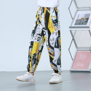 Childrens Anti-Mosquito Pants Summer Thin Boys Girl Cotton Silk Bloomers Childrens Artificial Cotton Air Conditioning Home Pants Pajama Pants