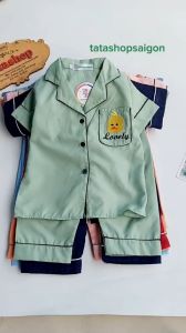 11-40kg Bộ pijama lụa tay ngắn quần dài bé trai bé gái mặc đẹp cao cấp 083
