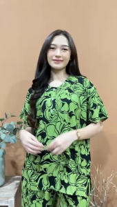 Setelan JUMBO Motif VELISSA Setelan Batik Piyama Batik Baju Tidur Daster Cantik