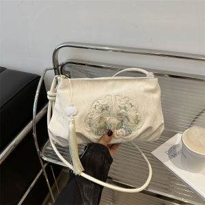 New Chinese Style Bag Womens 2024 New Arrival Trendy Chinese Style Embroidery Special-Interest Design Handbag Minimalist Easiest for Match Crossbody Bag