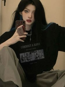 American Retro Style Plus Size Shoulder Short Sleeve T-shirt Men and Women Plus Size Ladies Pure Cotton Stylish Loose Niche Style Couple Half Sleeve