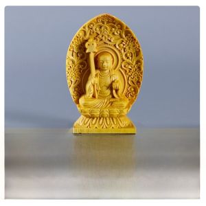 New Chinese Style Carved Wooden Buddha Figurine Personal Guardian Zodiac Animal Chinese Yellow Figurine Ornament Home Decoration