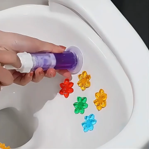 Toilet Bowl Cleaning Flower Solid Detergent Deodorizer Gel Aromatic Freshen The Air Automatic Stamp