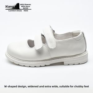 koraro no hana | Black Princess Girls Shoes with Double Magic Straps Leather Soft Sole Casual Dress Shoes