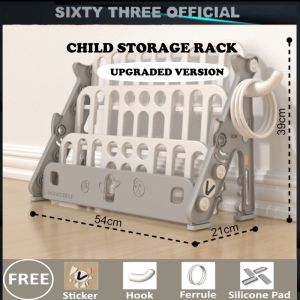 Multiple Sizes Shark Design Child Storage Rack - Children Storage Toy Rack Bins - Child Utility Bookshelf Storage - Upgraded Version - All Rounded Corner - Durable and Stable Design - High Grade PP Material - Blue, Red, Green, Grey