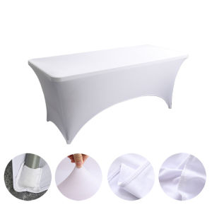 White/Black High Stretch Tablecloth Wedding Party Beauty Massage Elastic Hotel Birthday Table Cover Rectangular Table Cloth