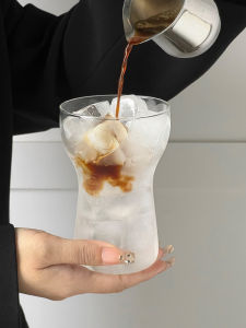 Ins Style Heat Resistant Glass Coffee Cup American Latte Milk Cup Cold Brew Bubble Water Cup Breakfast Cup Nordic Style Pure Color