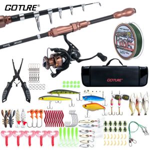 goture | Goture 1.8M 2.1M 2.4M 2.7M Telescopic Fishing Rod & Reel Combo Travel Fishing Rod Set with Carry Casefor Saltwater Freshwater