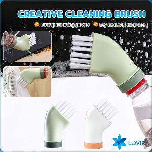 LoviRa Creative Multifunctional Cleaning Brush Can Be Connected To Mineral Water Bottle Crevice Brush