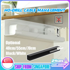 🇸🇬 [READY STOCK] Under Desk Cable Management Under Table cable organizer Tray 40cm/55cm/70cm No-Drill Cable Organiser Rack shelf Power Strip Holder