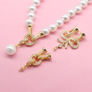 Pearl Necklace Clasp Connection Buckle Buckle DIY Handmade Sweater Chain 14K Gold Plated round Bows Pendant Buckle Pendant