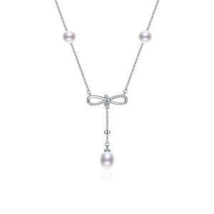 Freshwater Pearl Full Star Design Bowknot Necklace