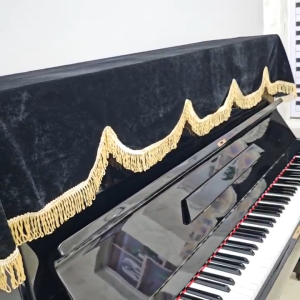[HCM]KHĂN PHỦ ĐÀN PIANO NHUNG ĐEN DÀY MỀM MỊN TUA RUA VÀNG SANG TRỌNG
