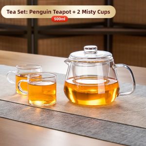 GIANXI | Glass Flower Tea Kettle With Tea Leaf Filter For Home Use
