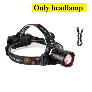 USB Rechargeable Headlamp High Strong Power Head Flashlight 600W LED Long Range 4000M Headlight 4 Lighting Modes Outdoor Fishing