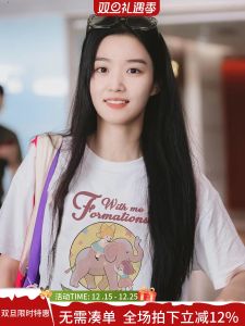 Chic Short Sleeve T-Shirt Womens Sweet Style Floral Print Cotton Casual Top for Summer Youthful Fashion round Neck Tee