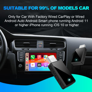 Smart Mini Adapter AI Box Wired to Wireless 2 in 1 Carplay Android Auto Compatible with 99% of Cars Plug and Play