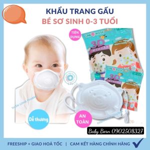 Khẩu trang 3D cho bé hình gấu dễ thương UNI MASK Set 3 cái siêu cute - Made in Việt Nam