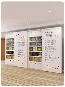HERNLCAR | Magnetic White and Blackboard with Sliding Doors Bookshelf
