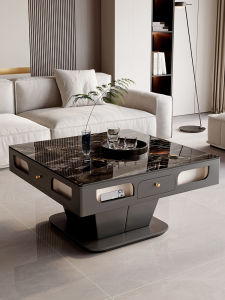 Electric Stone Plate Adjustable Coffee Table Mahjong Table Dining Table Dual-Use Modern Simple and Light Luxury For Home Mahjong Machine Integrated round Table