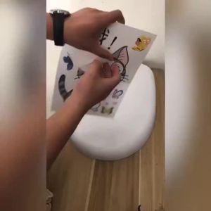 Cute KT cat toilet sticker funny and personalized toilet cover sticker waterproof self-adhesive toilet decoration wall sticker