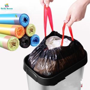 15ชิ้น/ม้วนขนาด45*50ซม. แบบใช้แล้วทิ้งแบบหนาถุงใส่ขยะแบบพกพาตัวแบ่งคะแนนการปิดอัตโนมัติถุงพลาสติก