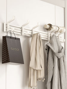 Wall-Mounted Coat Hook Door Back Clothes Hanger Mobile Entrance Hall Hook No Drilling Required Space Saving Aluminum Material