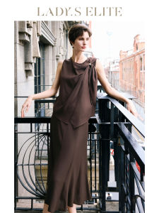 LadyS Elite | Acetate Sleeveless Blouse and Skirt Set Summer Wear