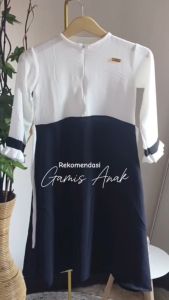 Gamis Anak Hitam Putih Crinkle Airflow & Seragam Pakaian Anak Sekolah PAUD TK SD Madrasah