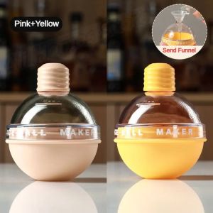XMSJ | 2PCS Silicone Large Sphere Ice Mold Maker With Funnel Round Bulb Tray For Whiskey Cocktail Drinks Chiller Bar Party Accessories