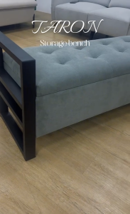 CHF Taron Large Hidden Storage Bench Chair I Industrial Design I Large Hidden Storage I Pet Friendly Fabric I Easy Clean I Powder Coated Metal Frame
