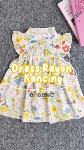 BOBOHO - DRESS ANAK PEREMPUAN MOTIF FLOWER CANTIK / PAKAIAN ANAK PEREMPUAN GAYA FEMINIM / DRESS SANTAI ANAK