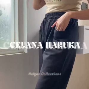 HARUKA HINATA PANTS MODEL TERBARU BAHAN CRINKEL LINEN BANYAK WARNA