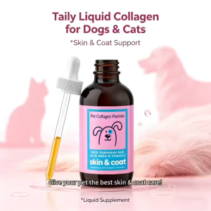 Pet Collagen Peptide Drops with Vitamin C Biotin & Hyaluronic Acid Skin & Coat Supplement for Cats & Dogs 60ml