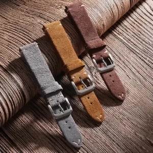 Handmade Stitching Watchband Suede Genuine Leather Watch Strap 20/21/22mm Replacement Wristband Vintage Bracelet Watch Band Belt
