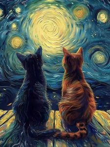 Kayou | Adult Jigsaw Puzzle 1000 Pieces Puzzle Van Gogh Style Cat Paper Puzzle Decorative Painting Exercise Brain Thinking Home Decor