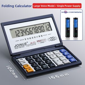 MIVOFIVO | Small Portable Folding Flip Cover Voice Calculator Large Buttons Dual Power Big Screen Business Finance Use