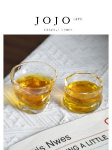 Handmade Japanese Style Thickened Heat Resistant Glass Tea Cup JOJOS L. PD·Fan·Hammer Pattern Tea Cup for Commercial Use