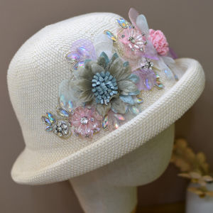 Embroidered Pearl Bead Peony Sunshade Casual Cotton Twill Hat Womens Fashionable Spring Autumn Winter Seasonal Cap