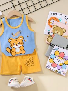 Cotton Korean Style Suspender Tank Top and Shorts Set