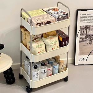 Multi-level Movable Storage Shelf for Living Room and Bedroom