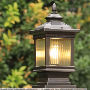 Vintage Outdoor Pillar Light with Pier Mount Base Post Cap Light Traditional E27 Waterproof Column Headlight Vintage Landscape Street Lighting Villa Courtyard Fence Landscape Bollard Lamp
