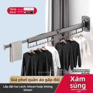 Giá Phơi Quần Áo Gấp Đôi Thu Nhỏ Treo Tường
