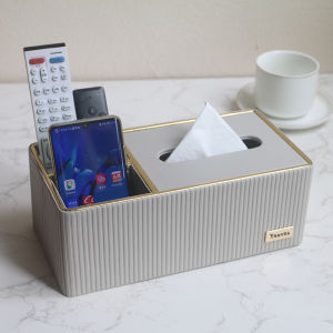 Luxurious Leather Tissue Box Hotel Dining Table Drawer Style Premium Feel Desktop Organizer Yasons Brand Vertical Stripes