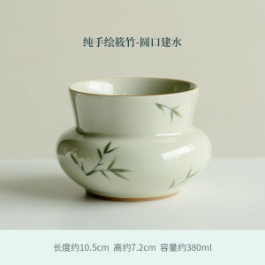 Ceramic Tea Ash Basin Hand-Painted Bamboo Water Basin Home Use Tea Washing Cup Fruit Skin Basin Traditional Chinese Style