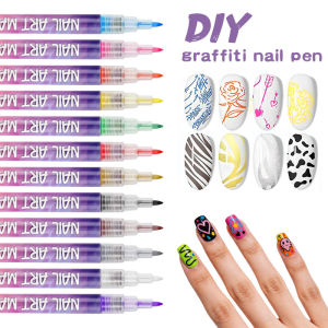 Quick Drying Nail Color Graffiti Marker Pen 12 Color Nail Art Painting Special Pen Set Easy to Use Portable Nail Acrylic Pen