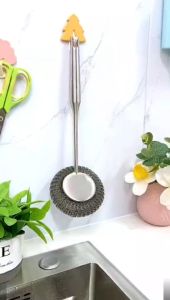 Effortlessly Remove Stubborn with Stainless Steel Scrubbers Brush for Washing Cast Iron Pan/Pot Kitchen Descaling